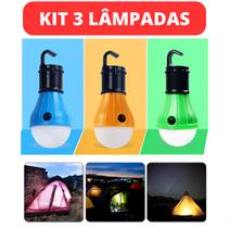 Kit 3 Lâmpadas Camping Led Pesca Barraca Lanterna Pilha lampião Portátil acampamento