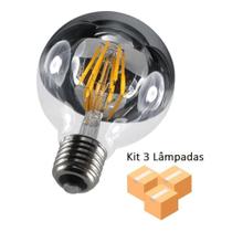 Kit 3 Lâmpadas de Filamento Led G95 Defletora 6w - GMH