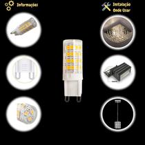 Kit 3 Lâmpadas de Led G9 5w Branco Quente(3000K) P/Lustres e Arandelas