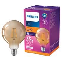 Kit 3 lampadas filamento globo led 4w g93 400lm philips