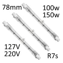 kit 3 Lâmpadas Halógena Palito 100w 150w 78mm R7s 127V/220V Empalux