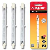 Kit 3 Lâmpadas Halógena Palito 300W 220V J118 Ourolux