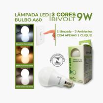 Kit 3 Lâmpadas LED 3 TONS de Luz Branca (Fria/Quente/Neutra) A60 9W E27 BIVOLT