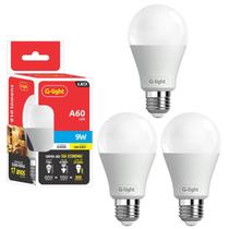 Kit 3 Lâmpadas Led 9W E27 Autovolt 6500K Branco Frio Cor Da