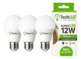 Kit 3 Lâmpadas Led Bulbo 12w E27 Bivolt Branco-frio