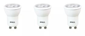 Kit 3 Lâmpadas Led Dimerizavel Mini Dicroica Mr11 Gu10 4w Branco Quente 3000k 127V Galaxy