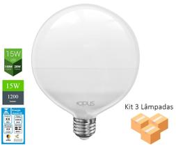 Kit 3 Lâmpadas LED G120 E27 2700K 15W Bivolt - Opus