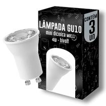 Kit 3 lampadas led mini - mr11 - gu10 - 4w - 2700k