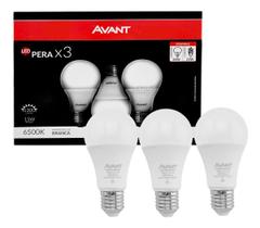 Kit 3 Lâmpadas Led Pera 15w Luz Branca Bivolt Automático - AVANT