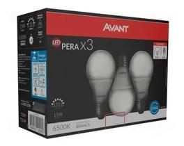 Kit 3 Lâmpadas Led Pera In Br6500k 15w Bivolt Quarta Sala