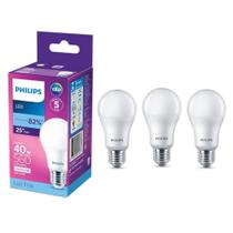 Kit 3 Lâmpadas Led Philips 7W Bulbo 6500K Soquete E27 Bivolt