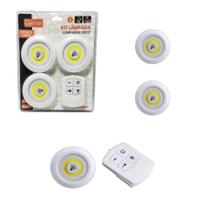 Kit 3 Lâmpadas Led Spot Controle Remoto Sem Fio Closet