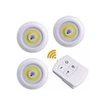 Kit 3 lâmpadas luminária led spot sem fio com controle remoto