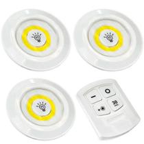 Kit 3 Lâmpadas Luminárias Led Sem Fio Controle Remoto