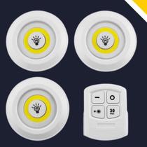 Kit 3 Lâmpadas Luminárias Led Spot S/ Fio Controle Remoto Cor Branco