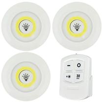 Kit 3 Lâmpadas Luminárias Led Spot S/ Fio Controle Remoto