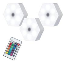 Kit 3 Lâmpadas Luz Led Hexagonal Luminária Com Controle - alfashop