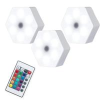 Kit 3 Lâmpadas Luz Led Hexagonal Luminária Com Controle Kit 3 Lâmpadas Luz Led Hexagonal Luminária Com Controle