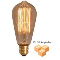 Kit 3 Lâmpadas Retrô Decorativa Vintage Thomas Edison ST58