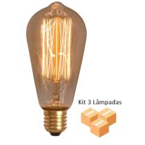 Kit 3 Lâmpadas Retrô Decorativa Vintage Thomas Edison ST64