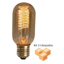 Kit 3 Lâmpadas Retro Decorativa Vintage Thomas Edison T45