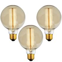 Kit 3 Lâmpadas Retro Vintage G95 Filamento Carbono 220v