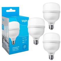 Kit 3 Lâmpadas Super Bulbo LED 50W Elgin E27 6500K Branca Fria Alta Luminosidade Econômica