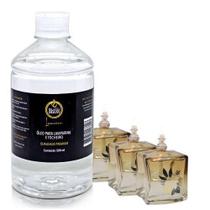 Kit 3 Lamparina Decorativa 4 Estações + 500 ml Fluido Puro