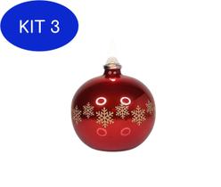 Kit 3 Lamparina Decorativa Natal Vermel Para Fluido Velas