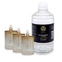 Kit 3 Lamparina Sonhos Dourados + 500 ml Fluido Puro