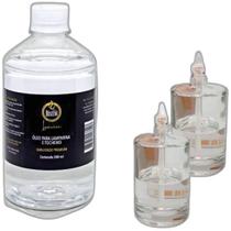 Kit 3 Lamparinas Decorativa Cilind Incolor + 500Ml De Fluido