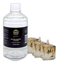 Kit 3 Lamparinas Decorativa Quatro Estações+ 500Ml De Fluido