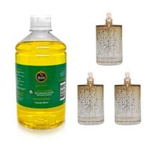 Kit 3 Lamparinas Decorativa Sonhos Dour + 500Ml De Citronela