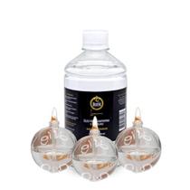 Kit 3 Lamparinas Decorativas Bola Incolor + 500Ml De Fluido