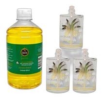 Kit 3 Lamparinas Decorativas Florestal + 500Ml De Citronela