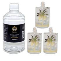 Kit 3 Lamparinas Decorativas Florestal + 500Ml De Fluido