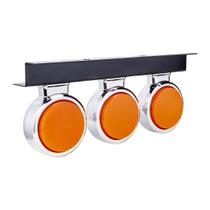 Kit 3 Lanterna Bojuda Foguinho Led Cromada Amarela Suporte