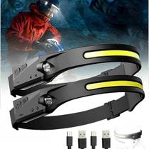 Kit 3 Lanterna De Cabeça Recarregável Led Profissional Com Sensor Lanterna Branco Luz Branco