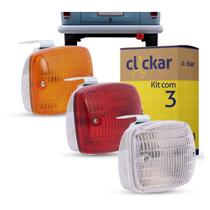 Kit 3 Lanterna de Parachoque Auxiliar Cromada Paquerinha Universal Neblina Ré Linha Volkswagen Fiat Chevrolet Ford