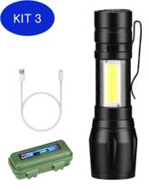 Kit 3 Lanterna Luminária Mini Lampião Recarregável Com Usb E Clip