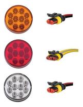 KIT 3 Lanterna Ônibus Caminhão Carreta Bugue Traseira LED 12 volts 96mm com Conector