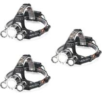 Kit 3 Lanterna Recarregável de cabeça 3 leds Forte Camping Acampamento Escalada Kit 3 Lanterna Recarregável de cabeça 3 leds Forte Camping Acampamento Escalada