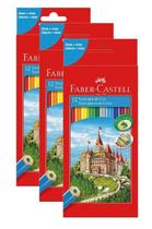kit 3 Lápis De Cor 12 Cores Faber Castell Ecolápis Sextavado kit 3 Lápis De Cor 12 Cores Faber Castell Ecolápis Sextavado