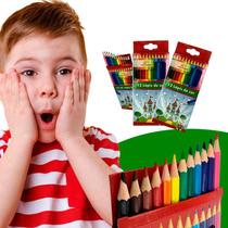 Kit 3 Lápis De Cor 12 Cores Tons Caixa Colorido Pintar Escolar Educativo Papelaria 36 Unidades Multicores Conjunto