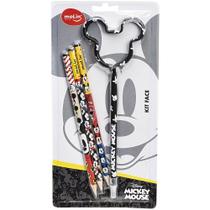Kit 3 Lápis Pretos Hb N2 E 1 Caneta Mickey Mouse Face Molin