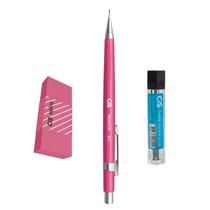 Kit 3 Lapiseira 0.5 Tecnocis Rosa + Grafite + Borracha Spiro