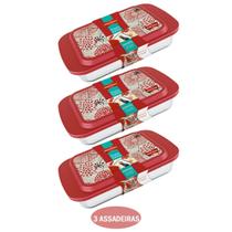 Kit 3 Lasanheira Retangular 3,7L C/Tampa Vidro DecoradaNadir Kit 3 Lasanheira Retangular 3,7L C/Tampa Vidro DecoradaNadir