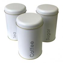 Kit 3 latas Brancas Tea/Coffe/Sugar 16cm - Isanog