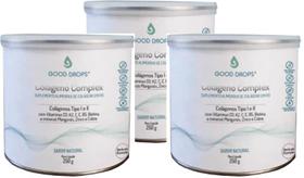 Kit 3 latas - Colágeno Complex Good Drops Sabor Natural - Peptídeos de Colágeno, Colágeno tipo II (40 mg) com Vitaminas e Sais Minerais