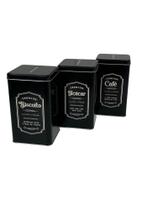 Kit 3 Latas de Metal Decorativas Buono 1500ml Com Tampa Hermética